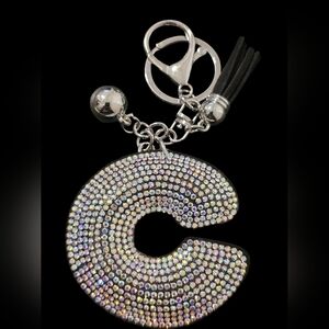 Rhinestone Letter C Bag Charm Keychain